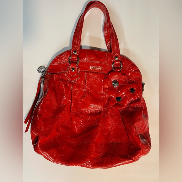 Coach Limited Edition Red Patent Leather Poppy “Valentine” Large Handbag Purse - Picture 1 of 16